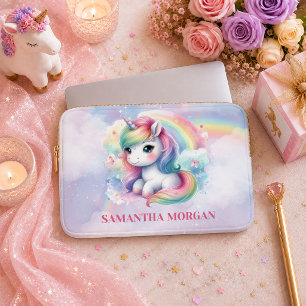 Trendy Kleurrijke Eenhoorn Meisje Verjaardag Lapto Laptop Sleeve