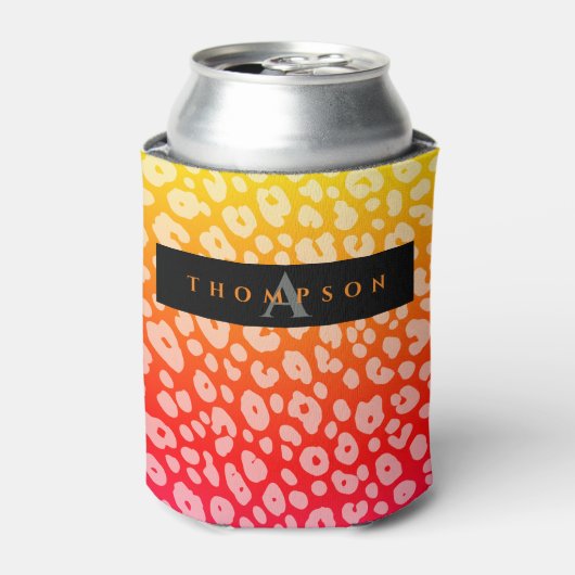 Trendy Kleurrijke Gradient Jaguar Print Patroon Na Blikjeskoeler (Blikje Voorkant)