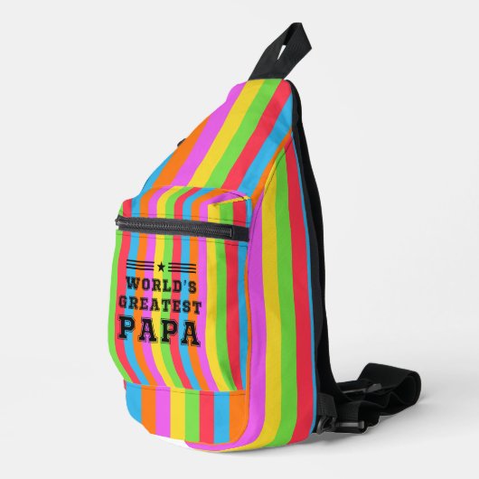 Trendy Kleurrijke Grootste Papa van de Wereld Sling Bag (Rechterhoek)