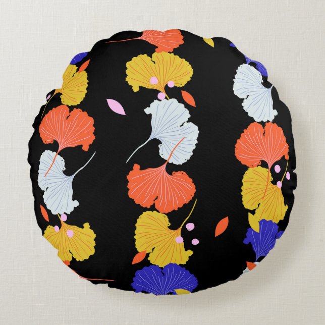 Trendy kleurrijke  illustratie verticale stri rond kussen (Voorkant)