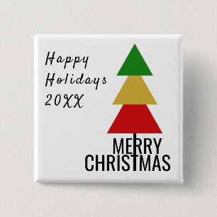 TRENDY KLEURRIJKE KERSTBOOM MERRY CHRISTMAS CUSTOM VIERKANTE BUTTON 5,1 CM
