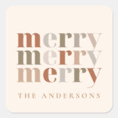 Trendy Kleurrijke Kerstelijke  Aangepaste naam Ker Vierkante Sticker (Voorkant)