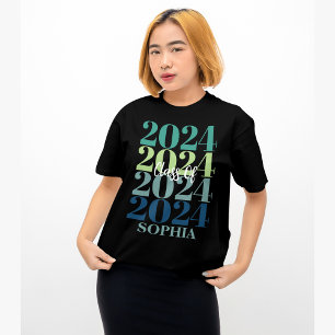 Trendy kleurrijke klasse van 2024 Modern Afstudere T-shirt