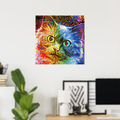 Trendy Kleurrijke Lapjeskat Poster (Thuiskantoor)