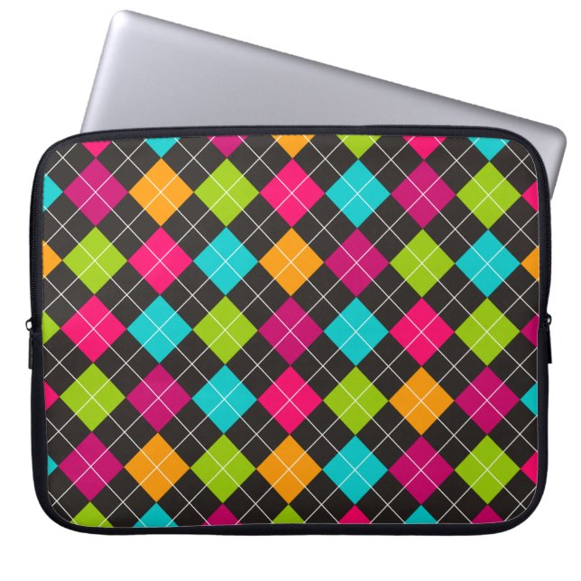 Trendy kleurrijke laptophoes met Argyle Laptop Sleeve (Voorkant)