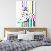 trendy kleurrijke levendige neon streept tijgerpij canvas afdruk (Insitu (Slaapkamer))