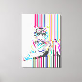 trendy kleurrijke levendige neon streept tijgerpij canvas afdruk (Voorkant)