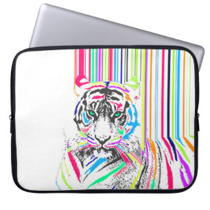 trendy kleurrijke levendige neon streept tijgerpij laptop sleeve