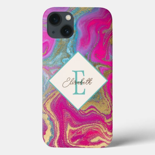 Trendy Kleurrijke Marmer, Initiaal Case-Mate iPhone Case (Achterkant)