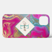Trendy Kleurrijke Marmer, Initiaal Case-Mate iPhone Case (Achterkant (horizontaal))