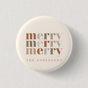 Trendy Kleurrijke Merry Aangepaste Naam Kerst Favo Ronde Button 3,2 Cm