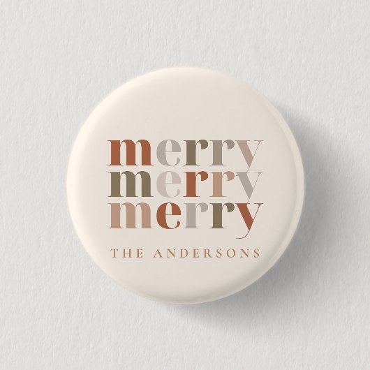 Trendy Kleurrijke Merry Aangepaste Naam Kerst Favo Ronde Button 3,2 Cm (Voorkant)