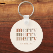 Trendy Kleurrijke Merry Aangepaste Naam Kerst Favo Sleutelhanger (Voorkant)