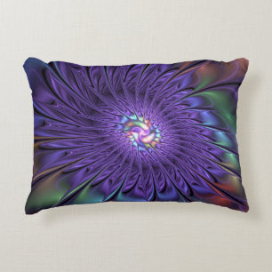 Trendy Kleurrijke Moderne Abstracte Fractale Bloem Accent Kussen