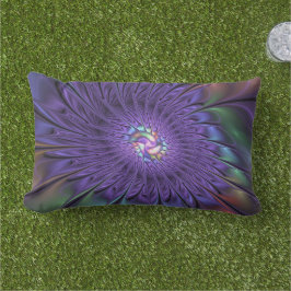 Trendy Kleurrijke Moderne Abstracte Fractale Bloem Buitenkussen