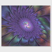 Trendy Kleurrijke Moderne Abstracte Fractale Bloem Cadeaupapier (Vlak)