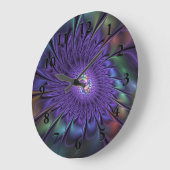 Trendy Kleurrijke Moderne Abstracte Fractale Bloem Grote Klok (Hoek)
