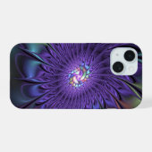 Trendy Kleurrijke Moderne Abstracte Fractale Bloem iPhone 15 Case (Achterkant horizontaal)