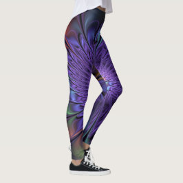 Trendy Kleurrijke Moderne Abstracte Fractale Bloem Leggings