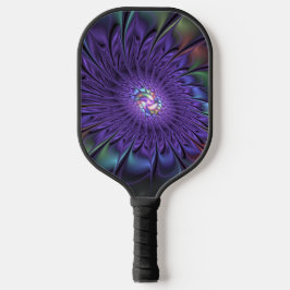 Trendy Kleurrijke Moderne Abstracte Fractale Bloem Pickleball Paddle