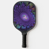 Trendy Kleurrijke Moderne Abstracte Fractale Bloem Pickleball Paddle (Achterkant)