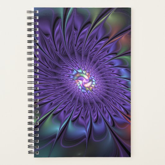 Trendy Kleurrijke Moderne Abstracte Fractale Bloem Planner (Voorkant)