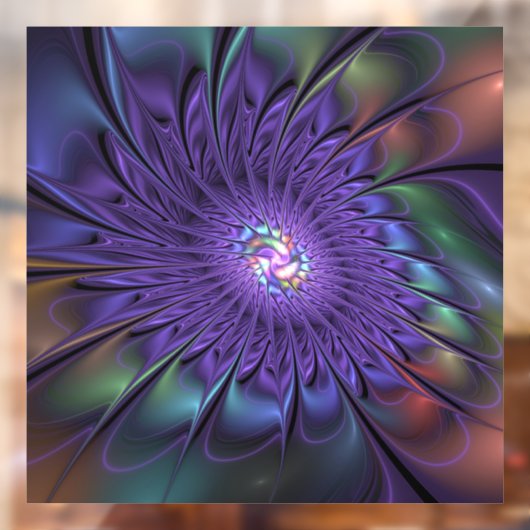 Trendy Kleurrijke Moderne Abstracte Fractale Bloem Raamsticker (Vel 2)