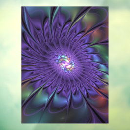 Trendy Kleurrijke Moderne Abstracte Fractale Bloem Raamsticker