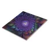 Trendy Kleurrijke Moderne Abstracte Fractale Bloem Tegeltje (Zijkant)