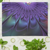 Trendy Kleurrijke Moderne Abstracte Fractale Bloem Theedoek (Gevouwen)