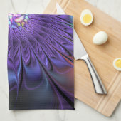 Trendy Kleurrijke Moderne Abstracte Fractale Bloem Theedoek (Quarter Fold)