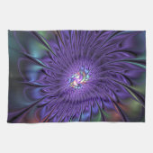 Trendy Kleurrijke Moderne Abstracte Fractale Bloem Theedoek (Horizontaal)