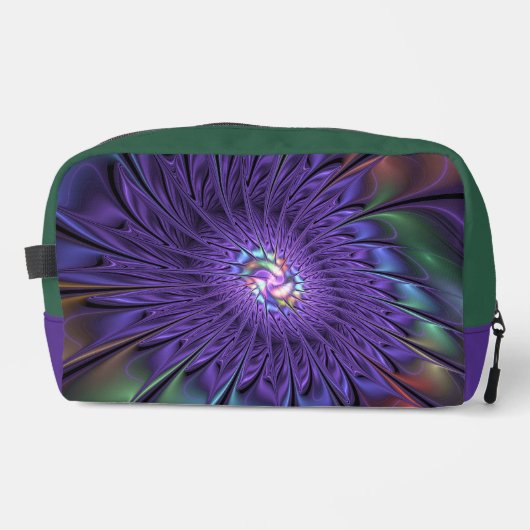 Trendy Kleurrijke Moderne Abstracte Fractale Bloem Toilettasje (Voorkant)
