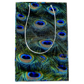 Trendy kleurrijke pauw veren Blauwgroen Medium Cadeauzakje (Voorkant)