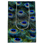 Trendy kleurrijke pauw veren Blauwgroen Medium Cadeauzakje (Achterkant)