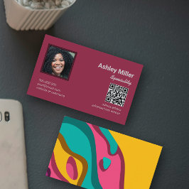 Trendy Kleurrijke QR Code foto Visitekaartje