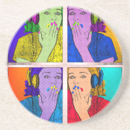 Trendy kleurrijke retro art design zandsteen onderzetter