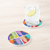 Trendy kleurrijke retro art design zandsteen onderzetter (Zijkant)