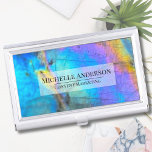 Trendy kleurrijke steen Elegant Visitekaarthouder<br><div class="desc">Prachtige en kleurrijke regenboogkleurige labradoriet stenen foto maakt de perfecte achtergrond voor een eenvoudig en modern ontwerp. Dit is een close-up van een echte natuurlijke labradorietsteen met blauw, paarse, roze, geel en groen. Deze kunnen worden gebruikt voor elk bedrijf of individu, of het zou ook perfect zijn voor een kristalwinkel!...</div>