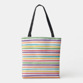 Trendy kleurrijke strepen lente zomer canvas tas (Achterkant)