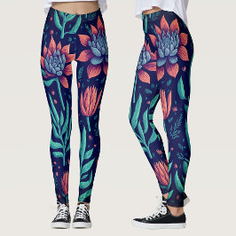 Trendy kleurrijke tuin vetplanten bloemenpatroon leggings