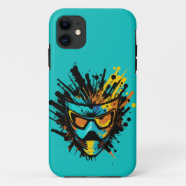 Trendy Kleurrijke Turquoise Paintball Masker Spett Case-Mate iPhone Case