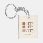 Trendy Kleurrijke Vrolijk Naam Kerstfeest Sleutelhanger (Voorkant Links)