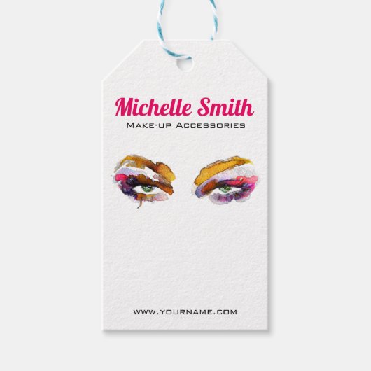 Trendy Kleurrijke Waterverf Oog Make-up Artiest Cadeaulabel (Voorkant)