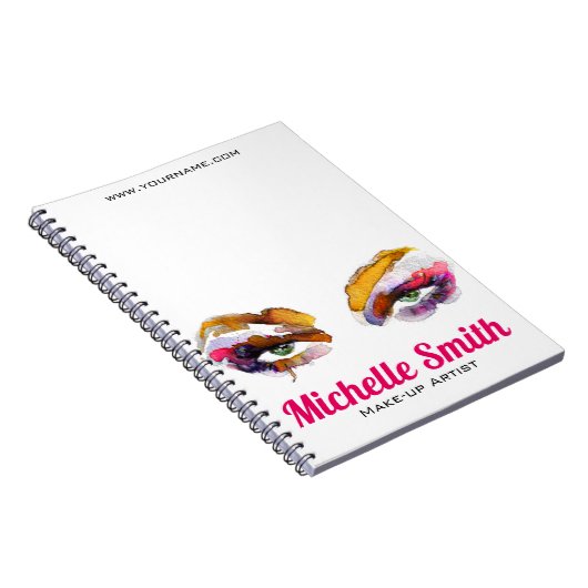 Trendy Kleurrijke Waterverf Oog Make-up Artiest Notitieboek (Rechterzijde)