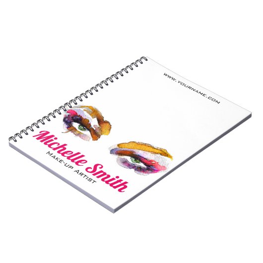 Trendy Kleurrijke Waterverf Oog Make-up Artiest Notitieboek (Linkerzijde)