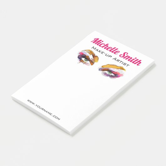 Trendy Kleurrijke Waterverf Oog Make-up Artiest Post-it® Notes (Schuin)