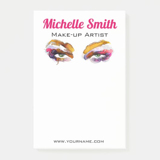 Trendy Kleurrijke Waterverf Oog Make-up Artiest Post-it® Notes (Voorkant)