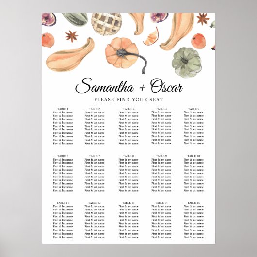 Trendy Kleurrijke Waterverf Pompoen | Herfst Sfeer Poster (Voorkant)