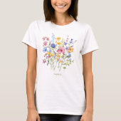 Trendy Kleurrijke Wildbloemen met Monogram T-shirt (Voorkant)
